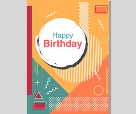 Retro happy birthday vector template design 07