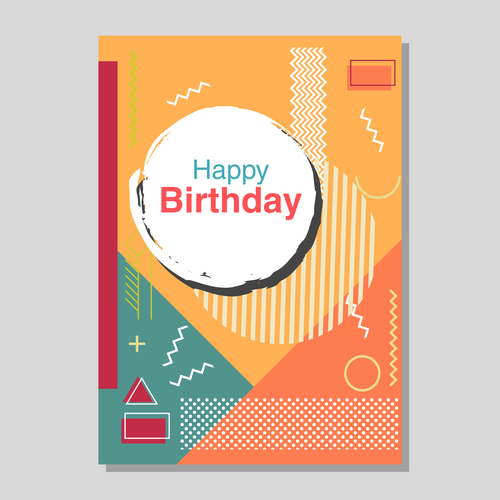Retro happy birthday vector template design 07