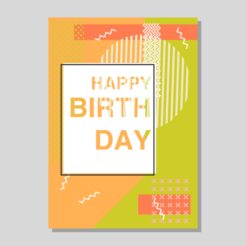 Retro happy birthday vector template design 08 free download