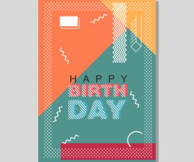 Retro happy birthday vector template design 09