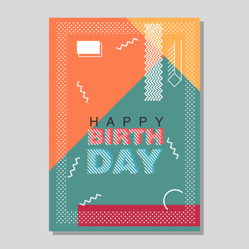 Retro happy birthday vector template design 09