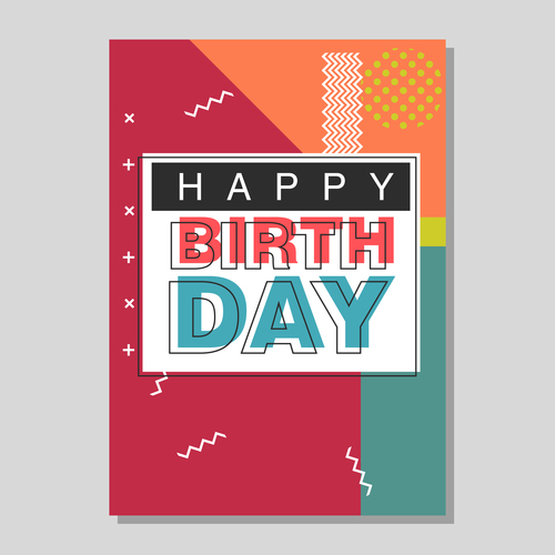 Retro happy birthday vector template design 10