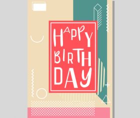 Retro happy birthday vector template design 11