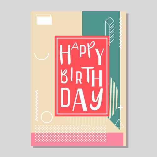 Retro happy birthday vector template design 11
