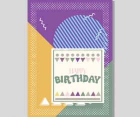 Retro happy birthday vector template design 12