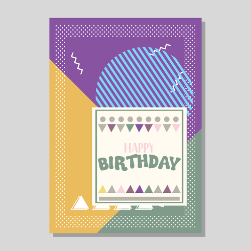 Retro happy birthday vector template design 12