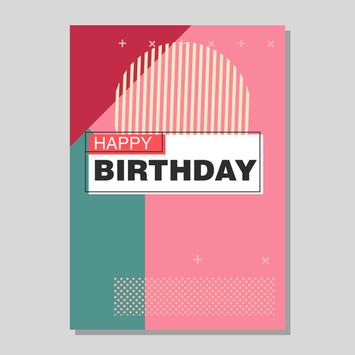 Retro happy birthday vector template design 13