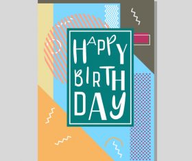 Retro happy birthday vector template design 14