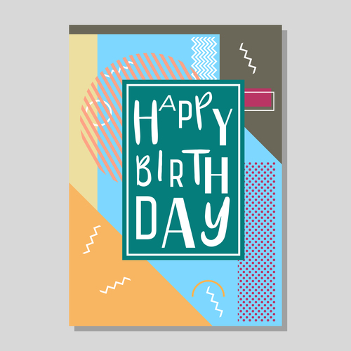 Retro happy birthday vector template design 14