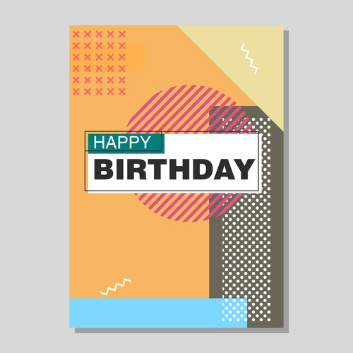 Retro happy birthday vector template design 15
