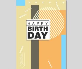 Retro happy birthday vector template design 16