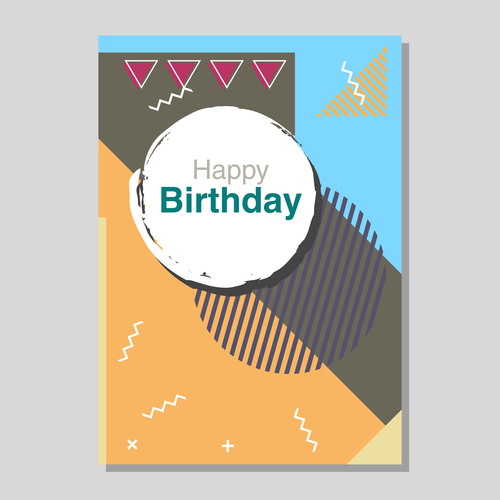 Retro happy birthday vector template design 17