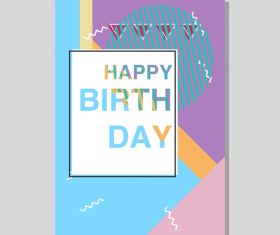 Retro happy birthday vector template design 18