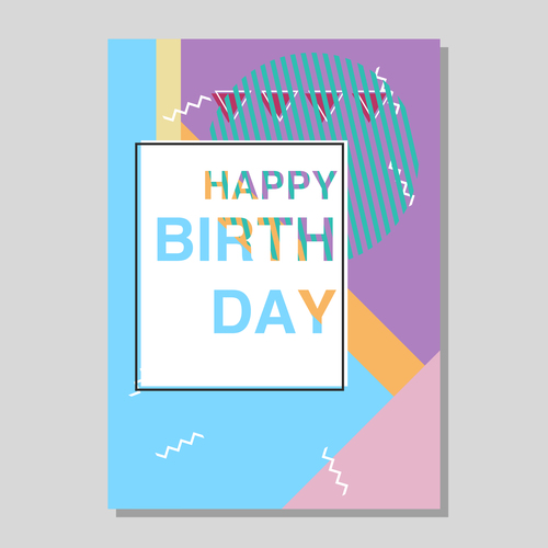 Retro happy birthday vector template design 18