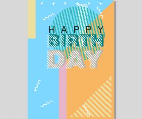 Retro happy birthday vector template design 19