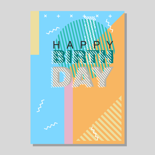 Retro happy birthday vector template design 19