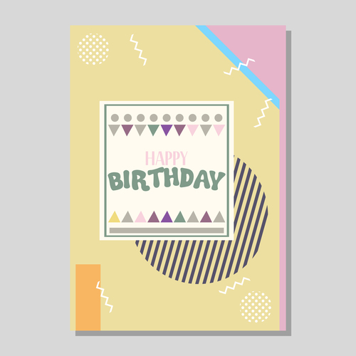 Retro happy birthday vector template design 20