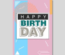 Retro happy birthday vector template design 21