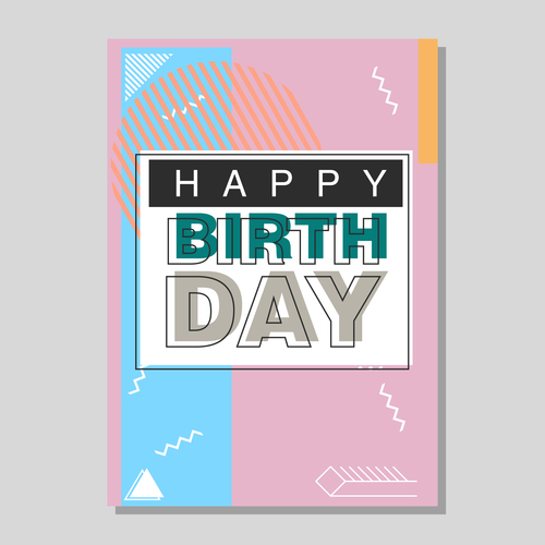 Retro happy birthday vector template design 21