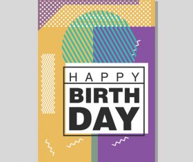 Retro happy birthday vector template design 22