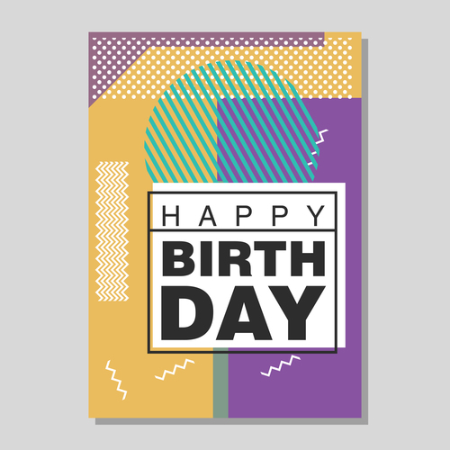 Retro happy birthday vector template design 22