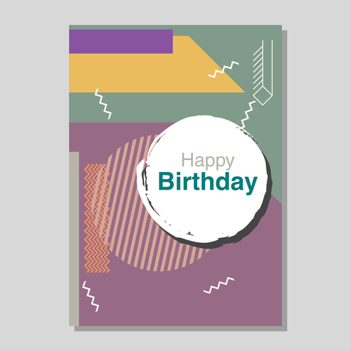 Retro happy birthday vector template design 23