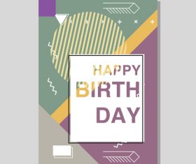 Retro happy birthday vector template design 24
