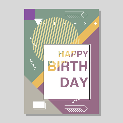 Retro happy birthday vector template design 24