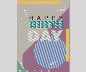 Retro happy birthday vector template design 25