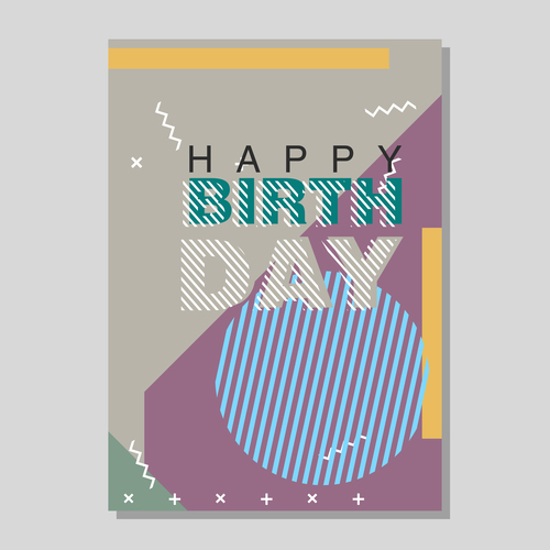 Retro happy birthday vector template design 25