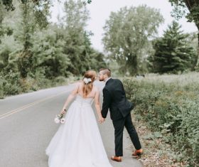 Road wedding photo Stock Photo