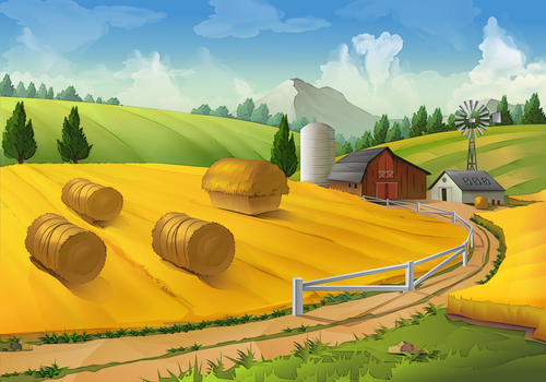 Rural farm landscapes vector design 01