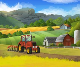 Rural farm landscapes vector design 02