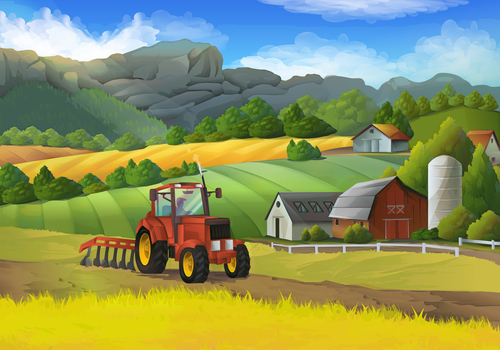 Rural farm landscapes vector design 02