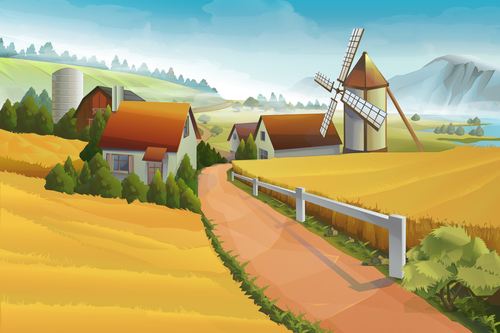 Rural farm landscapes vector design 03