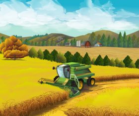 Rural farm landscapes vector design 04