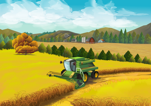 Rural farm landscapes vector design 04