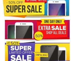 Sale discount banners vector set 03