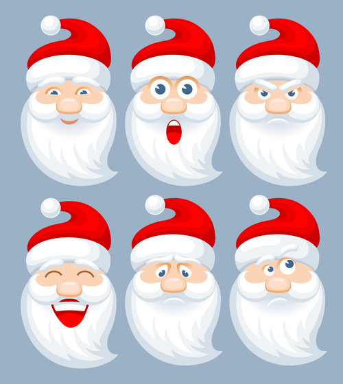 Santa emotions vector illustration set