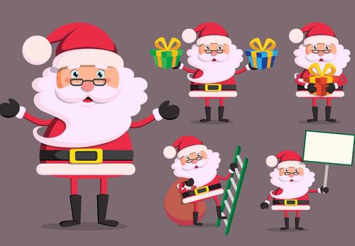 Santa illustration with christmas gift vector 03