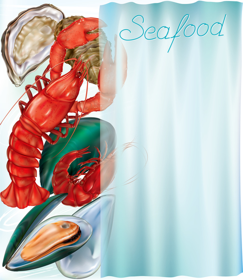 Seafood menu background vector