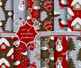 Set of seamless pattern christmas vectors 05