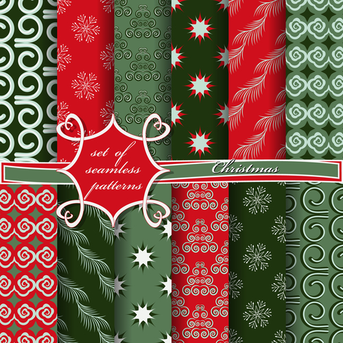 Set of seamless pattern christmas vectors 09