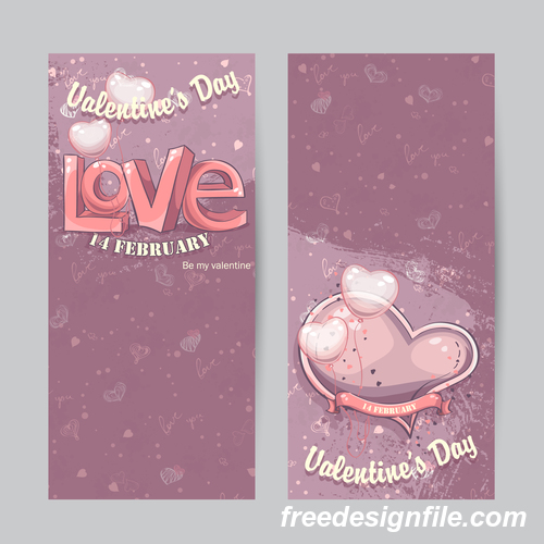 Set of vertical cards for valentine day vector 01