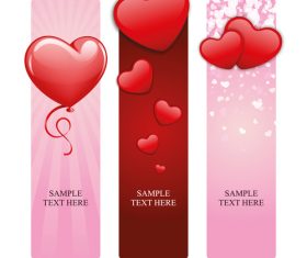 Set of vertical cards for valentine day vector 02