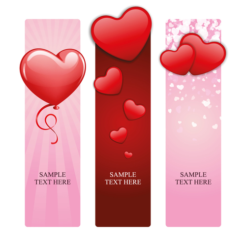 Set of vertical cards for valentine day vector 02