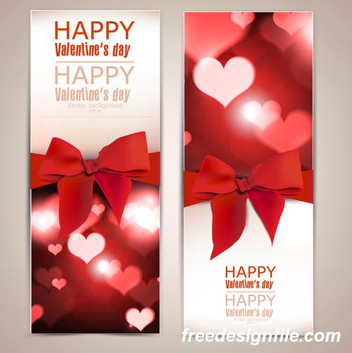 Set of vertical cards for valentine day vector 03