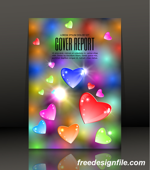 Shing heart with black report cover vector 02
