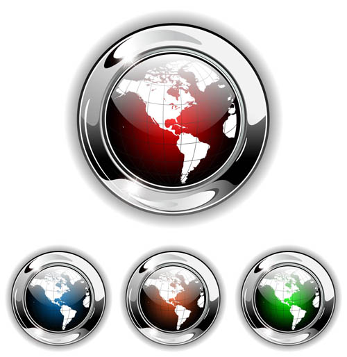 Shiny Globe Buttons 1 vectors