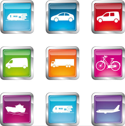 Shiny Transport Icons vector graphic